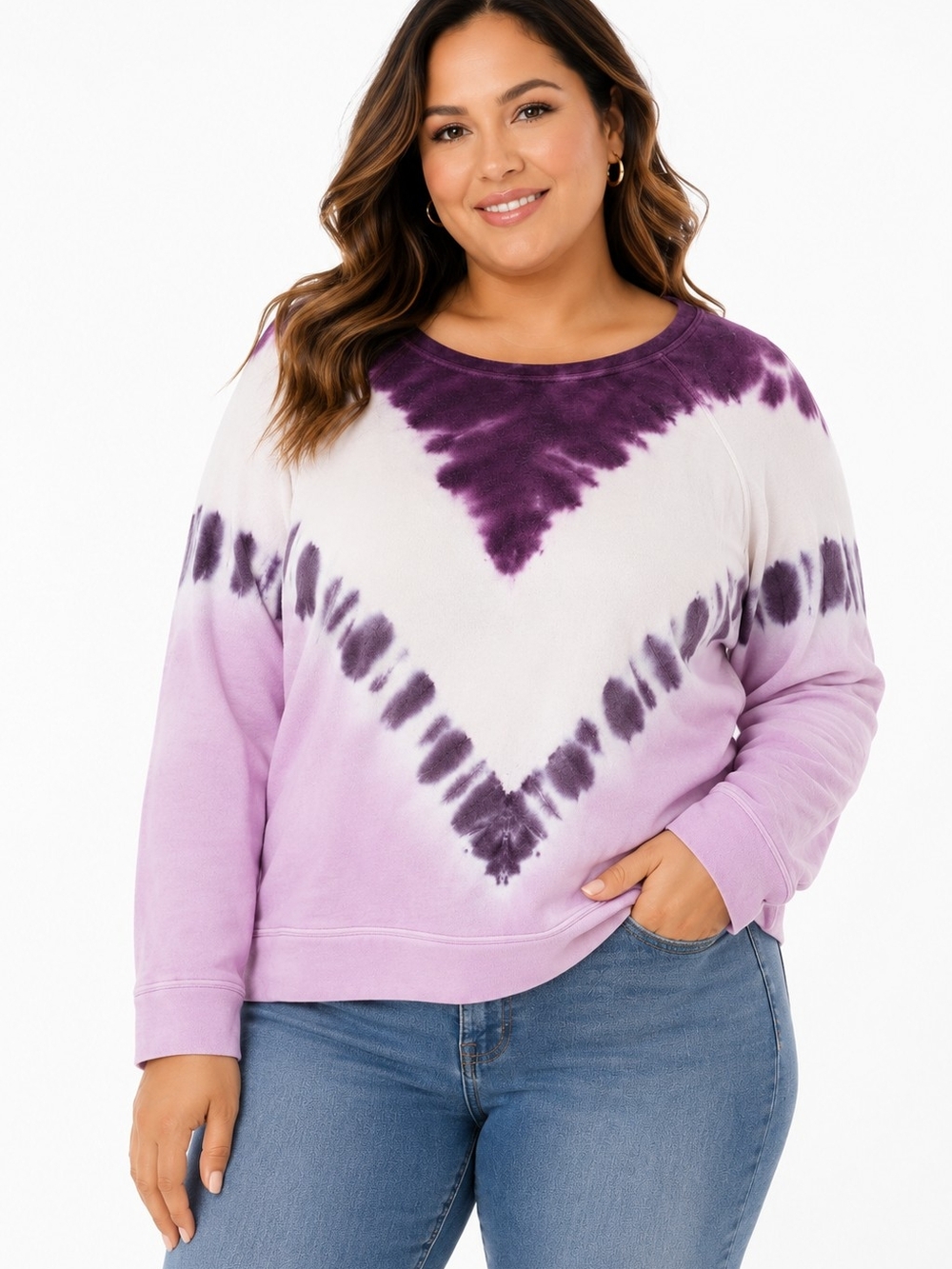 LIVI Plus Size 18/20 Purple Tie Dye Sweatshirt Back to School Campus Cozy